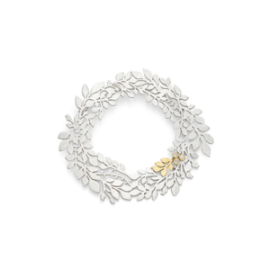 Silver gold and diamond olive branch garland brooch